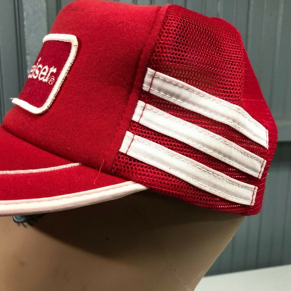 Vintage Budweiser Beer Striped Snapback Hat - Picture 5 of 5